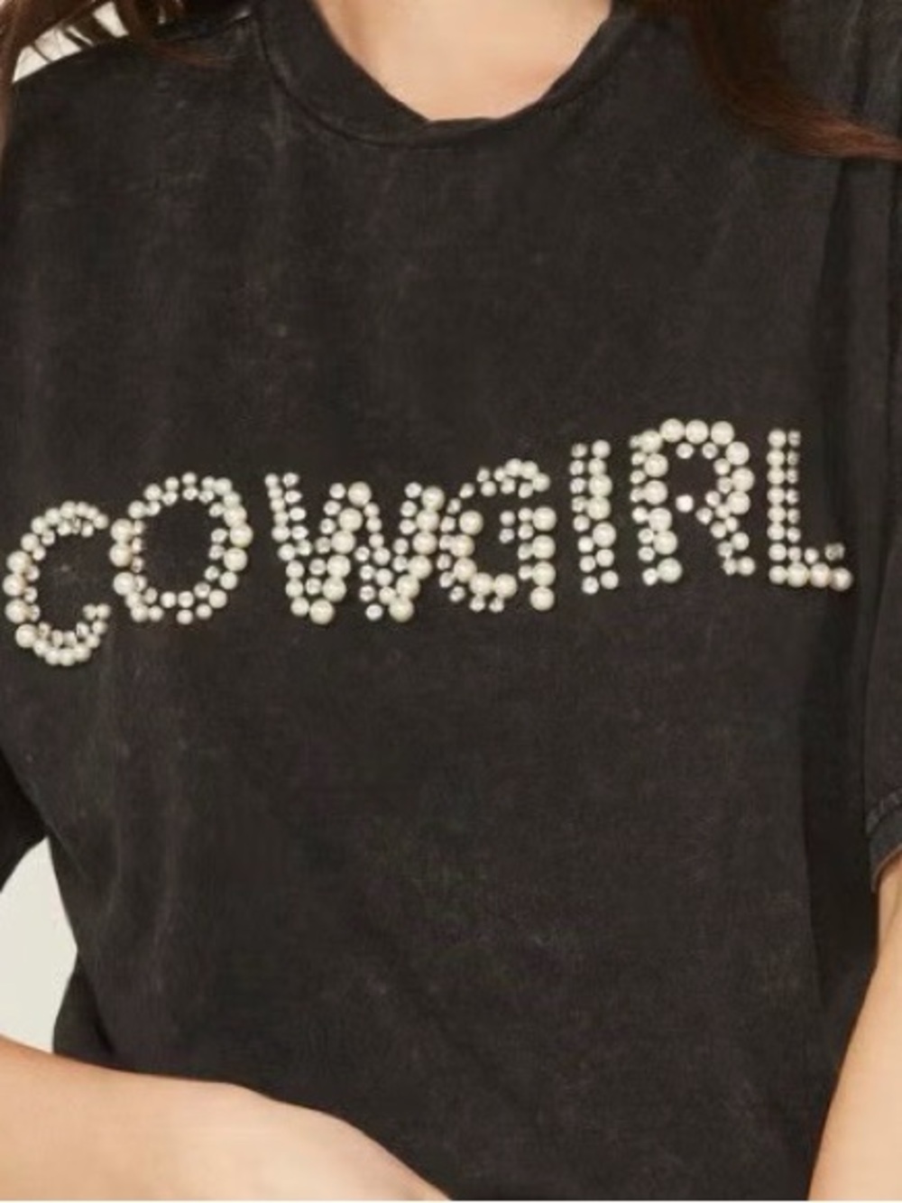 Ariat Black Mineral-Wash Cowgirl Studded Tee